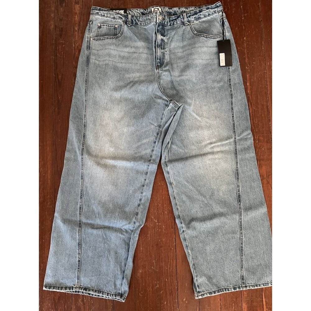 Future Collective NWT Mid Rise Wide Leg Jeans 100% Cotton Light Wash Size 20